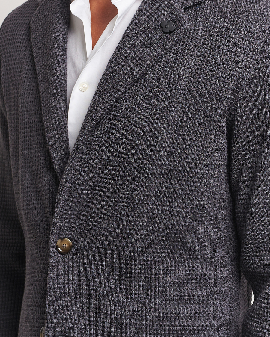 Herr | Kavajer | Lardini | Knitted Structure Wool Blazer Dark Grey