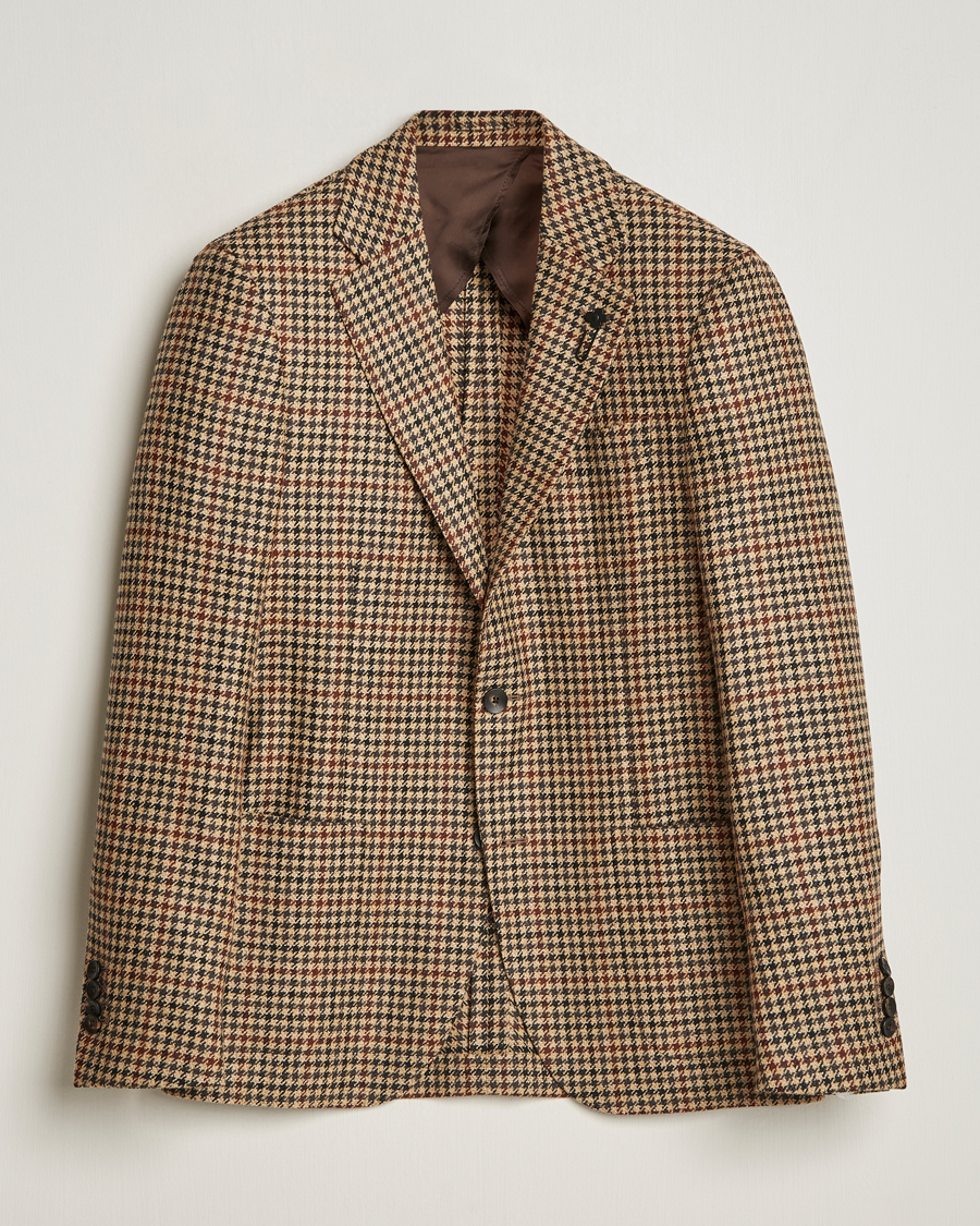 Herr | Kavajer | Lardini | Checked Wool/Cashmere Blazer Beige/Brown