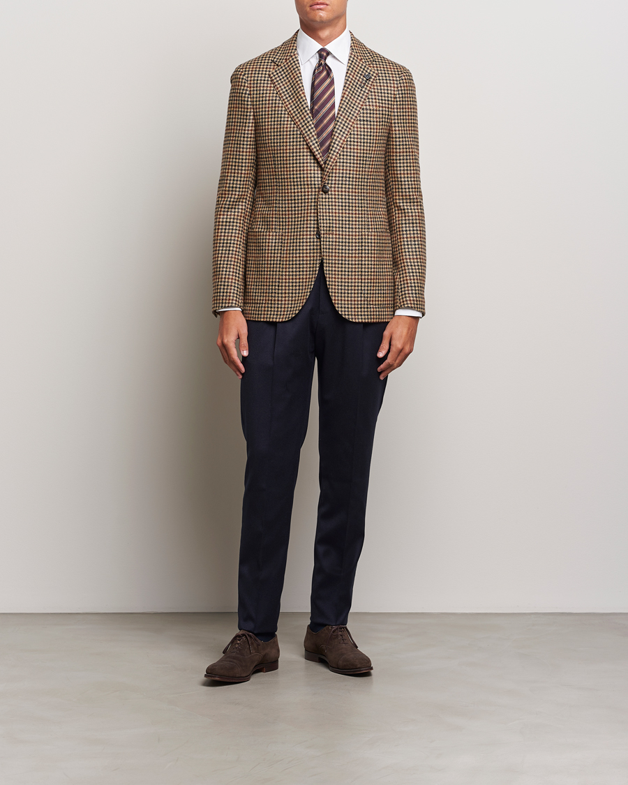 Herr | Kavajer | Lardini | Checked Wool/Cashmere Blazer Beige/Brown