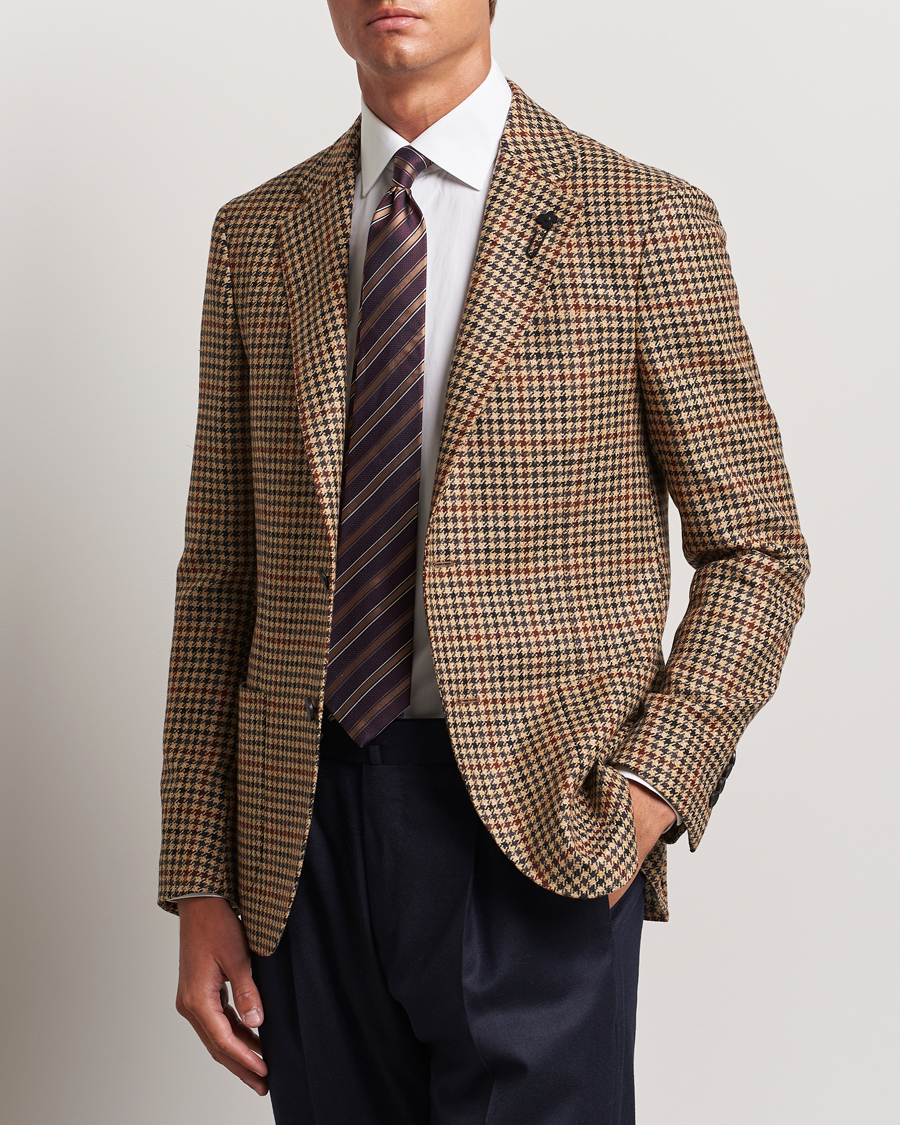 Herr | Kavajer | Lardini | Checked Wool/Cashmere Blazer Beige/Brown