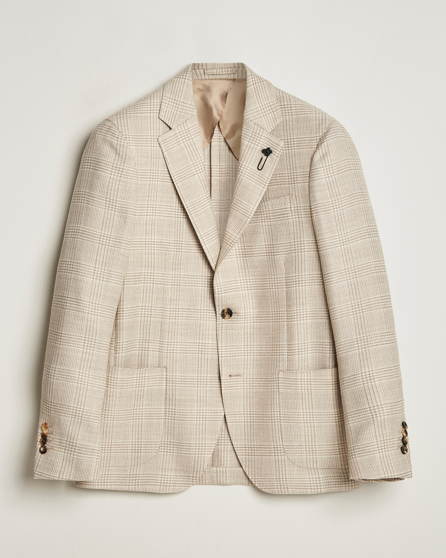 Herr | Kavajer | Lardini | Prince of Wales Wool Blazer Light Beige