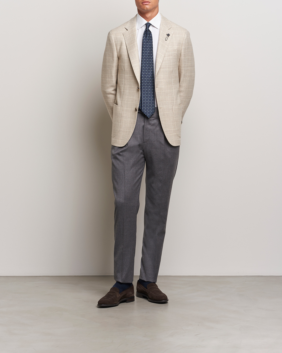 Herr | Kavajer | Lardini | Prince of Wales Wool Blazer Light Beige