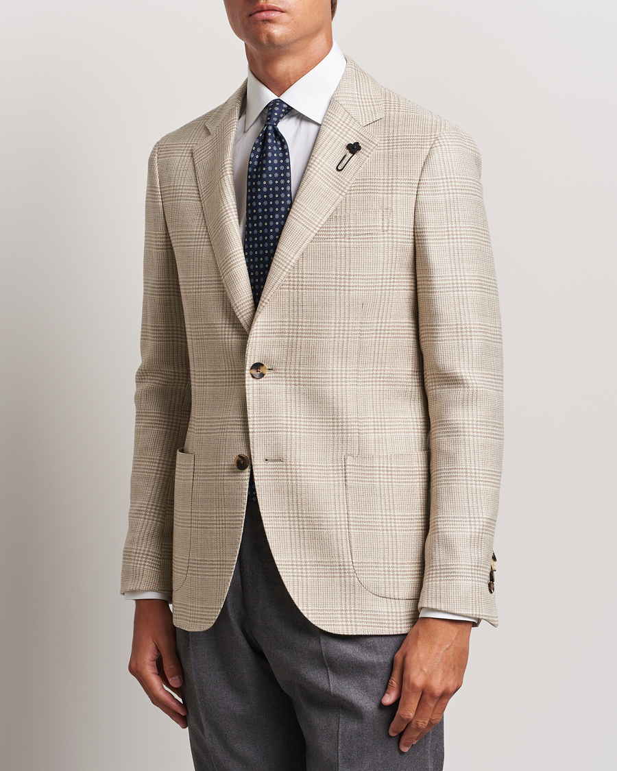 Herr | Kavajer | Lardini | Prince of Wales Wool Blazer Light Beige