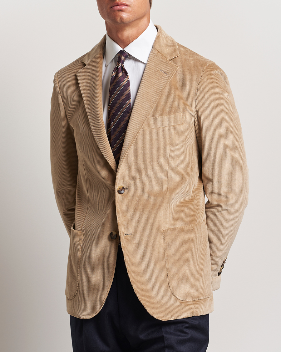 Herr | Kavajer | Lardini | Corduroy Blazer Beige