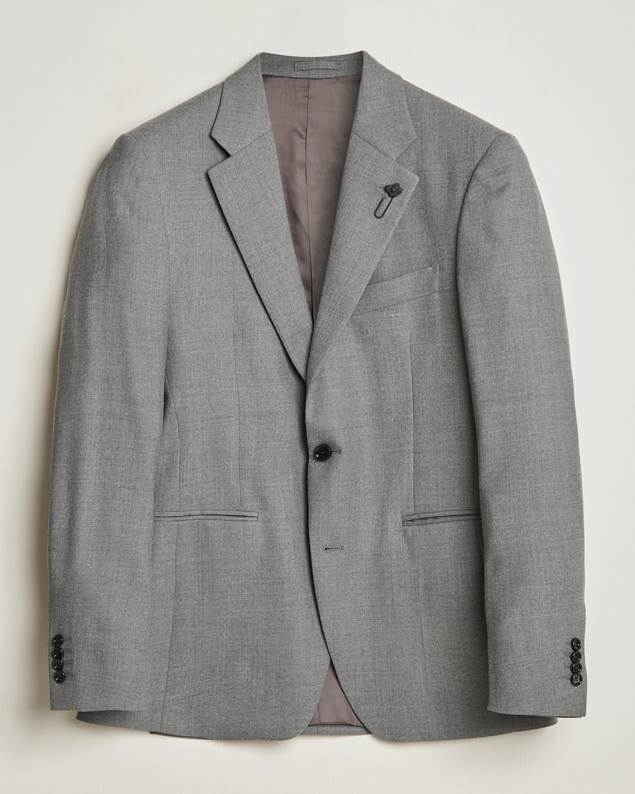 Herr | Kavajer | Lardini | Wool Flannel Blazer Light Grey