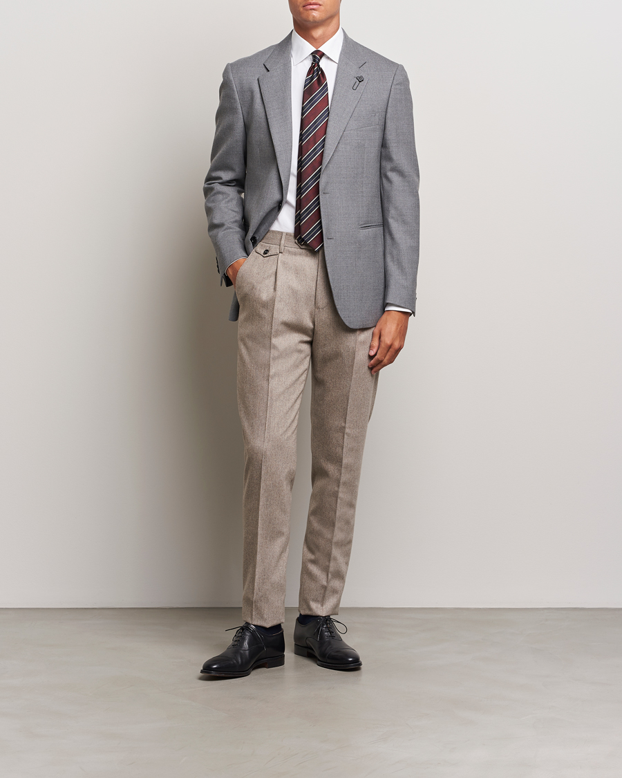 Herr | Kavajer | Lardini | Wool Flannel Blazer Light Grey