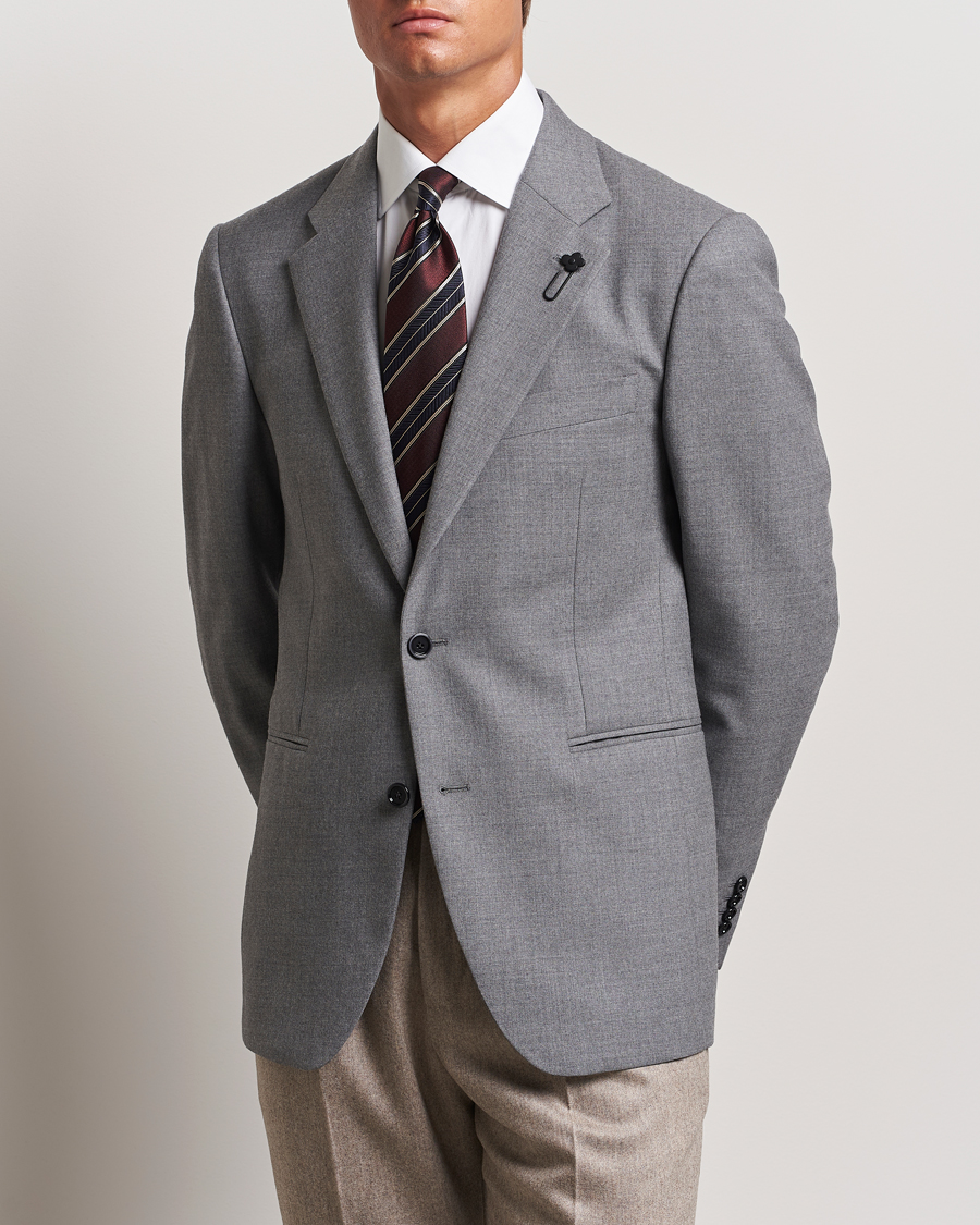 Herr | Kavajer | Lardini | Wool Flannel Blazer Light Grey
