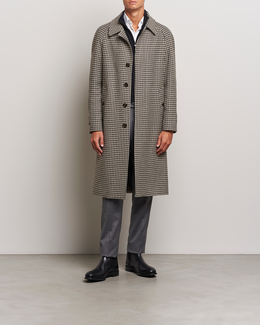 Herr | Jackor | Lardini | Houndstooth Wool/Cashmere Coat Brown