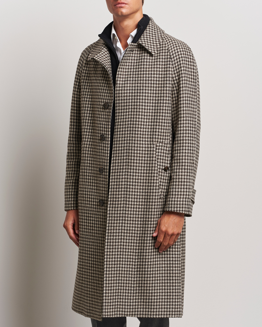 Herr | Jackor | Lardini | Houndstooth Wool/Cashmere Coat Brown