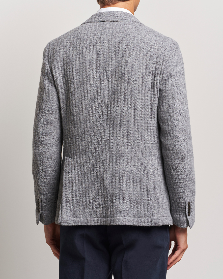Herr | Kavajer | L.B.M. 1911 | Knitted Punto Wool Structure Blazer Grey