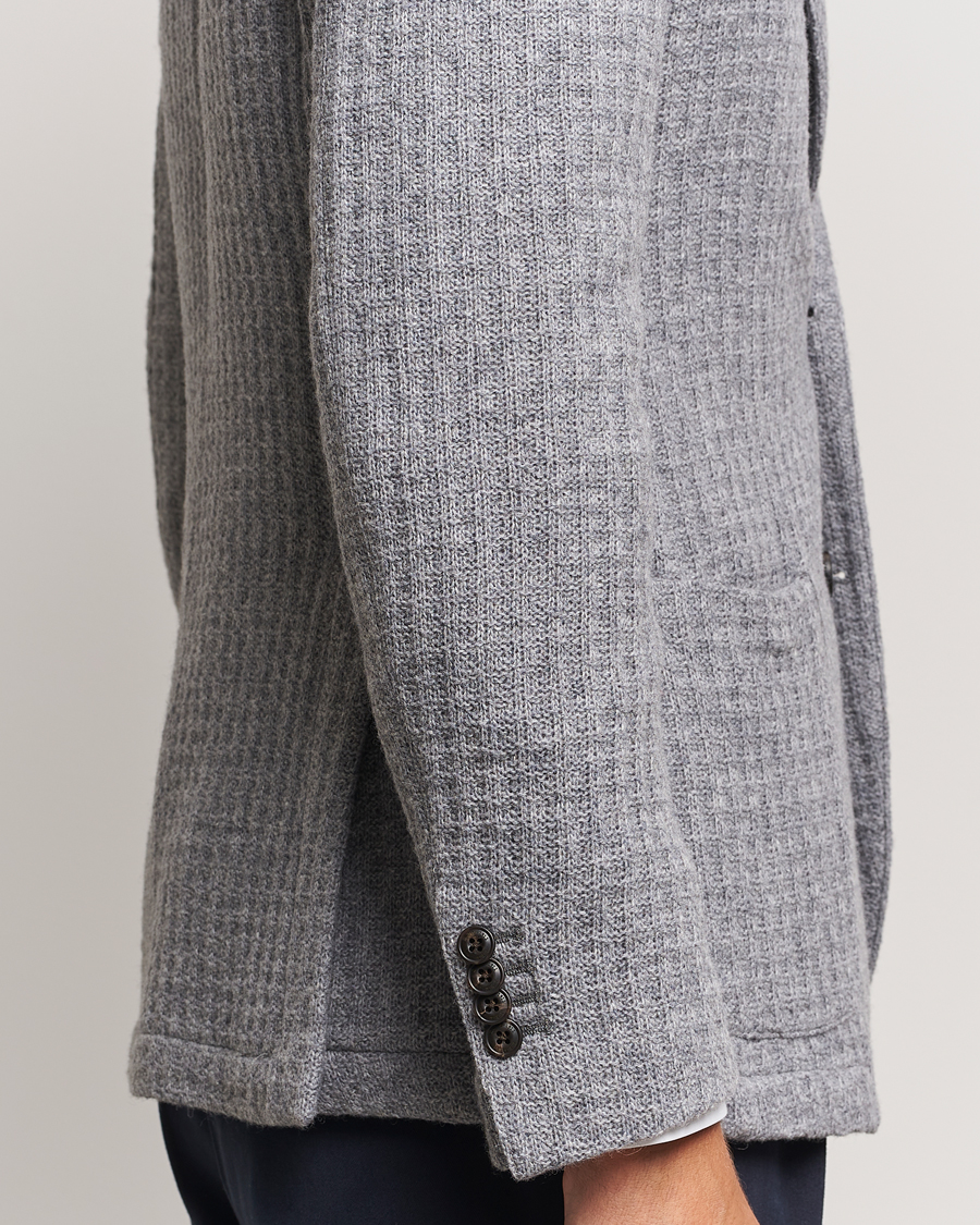 Herr | Kavajer | L.B.M. 1911 | Knitted Punto Wool Structure Blazer Grey