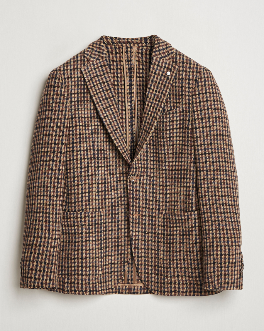 Herr | Kavajer | L.B.M. 1911 | Jack Regular Small Check Wool Blazer Brown