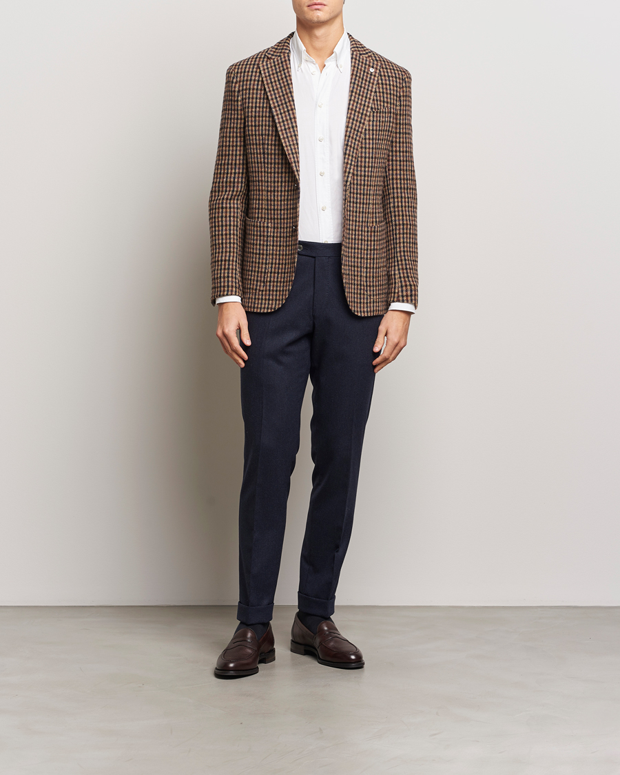 Herr | Kavajer | L.B.M. 1911 | Jack Regular Small Check Wool Blazer Brown