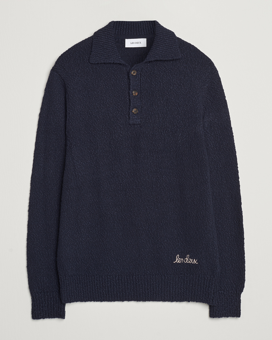 Herr | Tröjor | LES DEUX | Errol Cotton Rugby Knit Dark Navy
