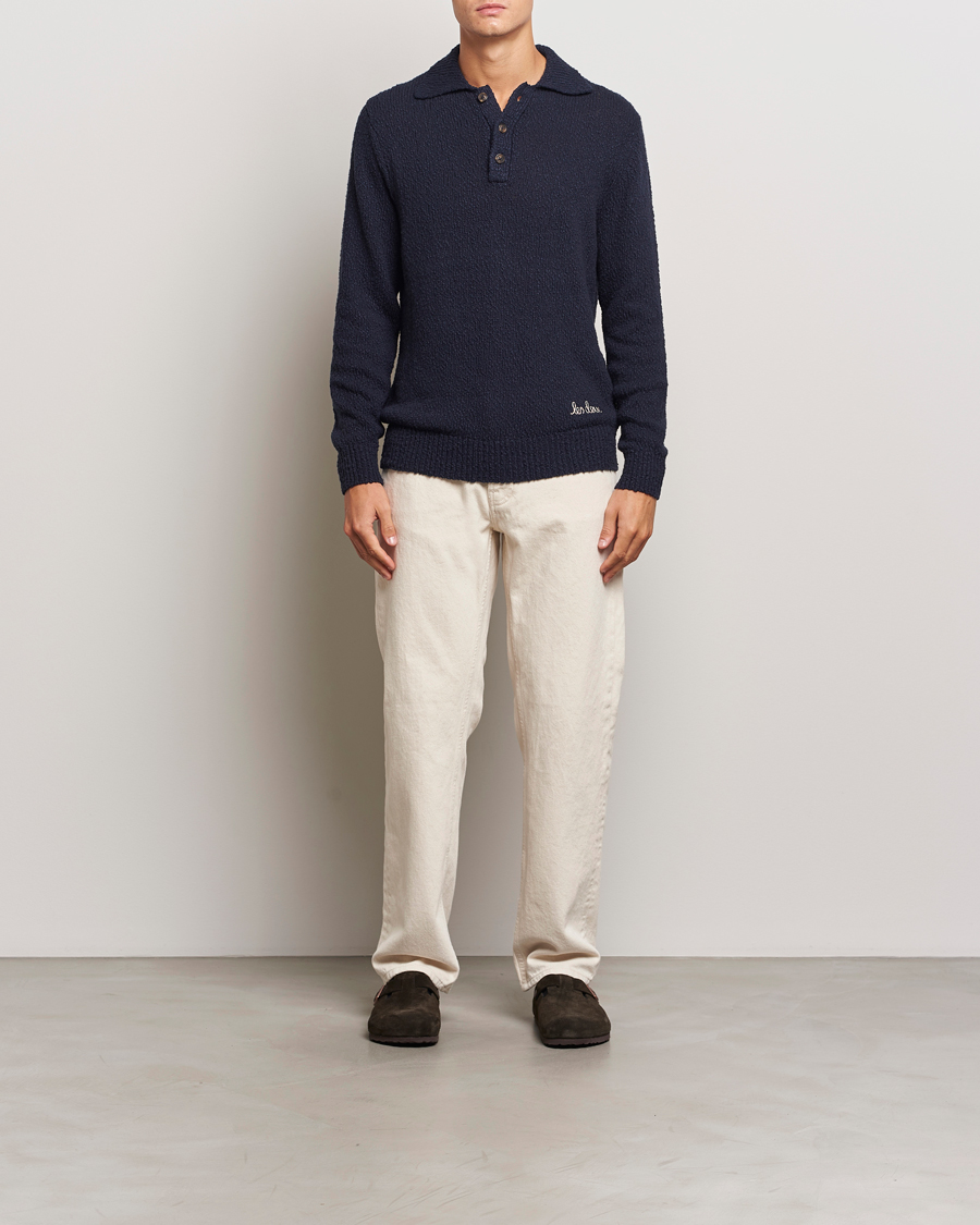 Herr | Tröjor | LES DEUX | Errol Cotton Rugby Knit Dark Navy