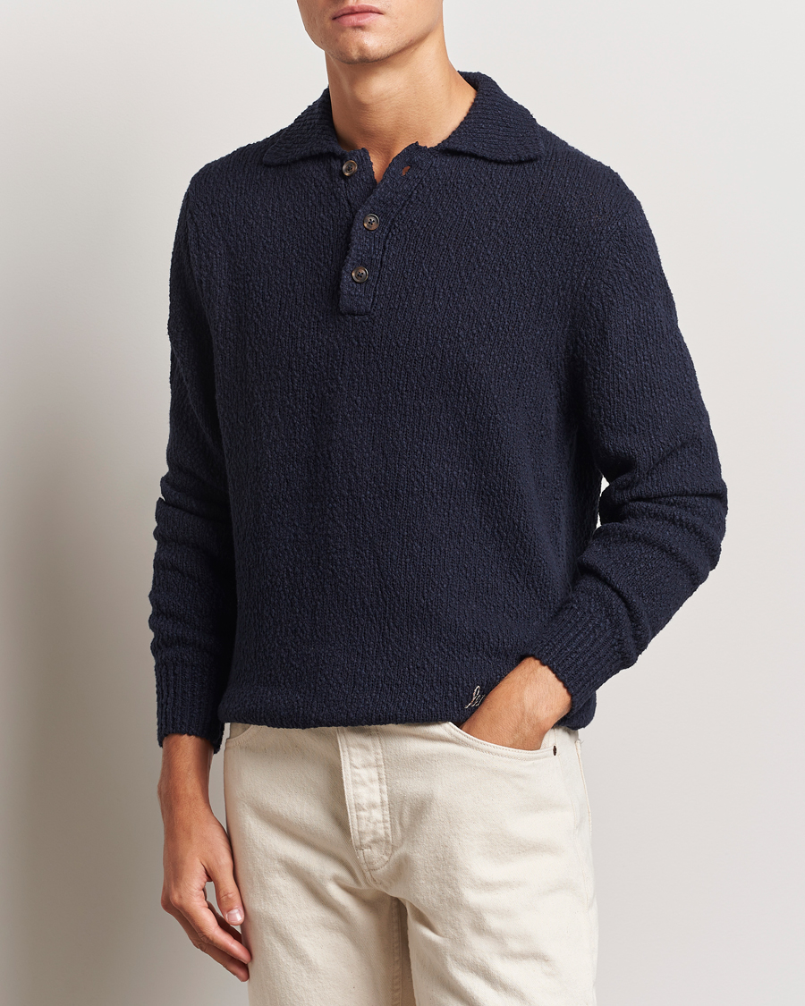Herr | Tröjor | LES DEUX | Errol Cotton Rugby Knit Dark Navy