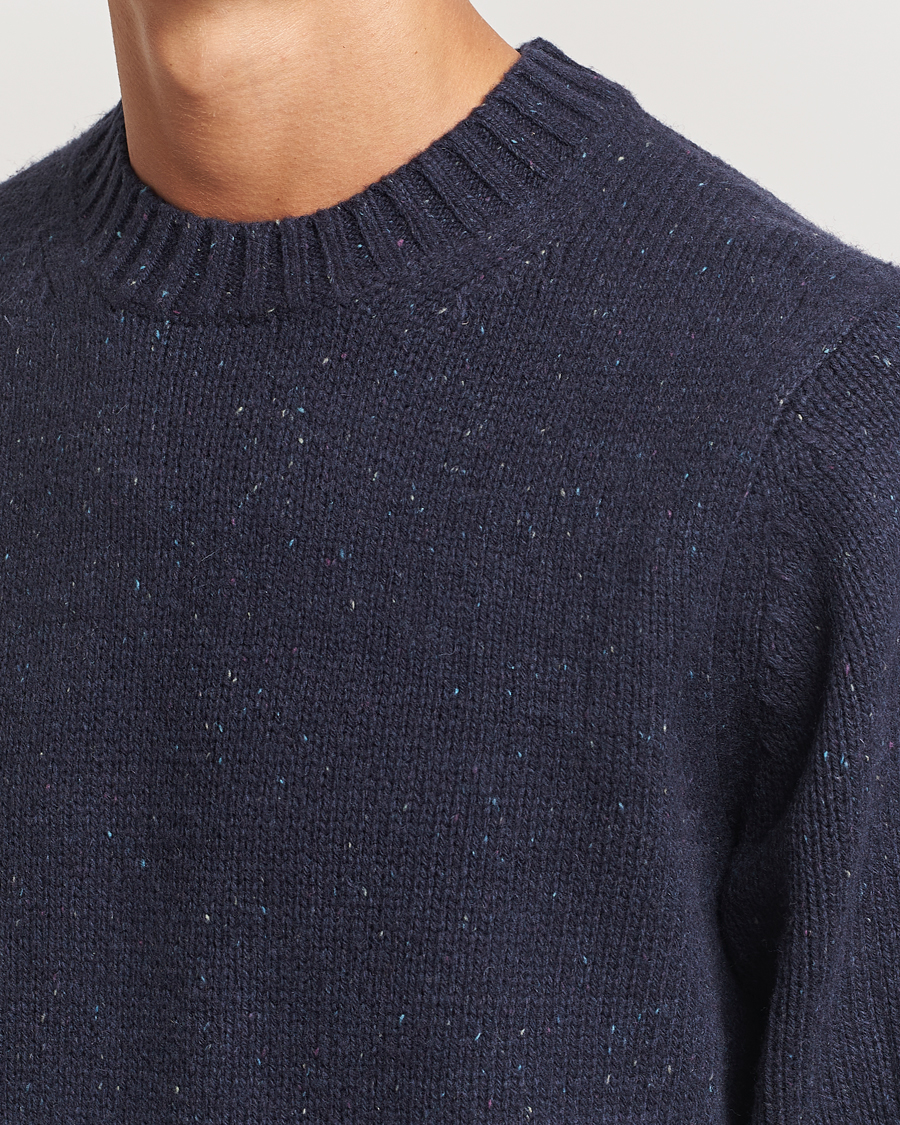 Herr | Tröjor | LES DEUX | Gary Fleck Wool Roundneck Dark Navy