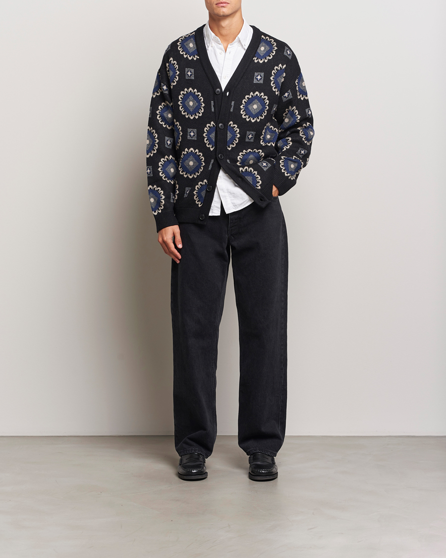 Herr | Tröjor | LES DEUX | Aro Paisley Cardigan Black/Blueprint