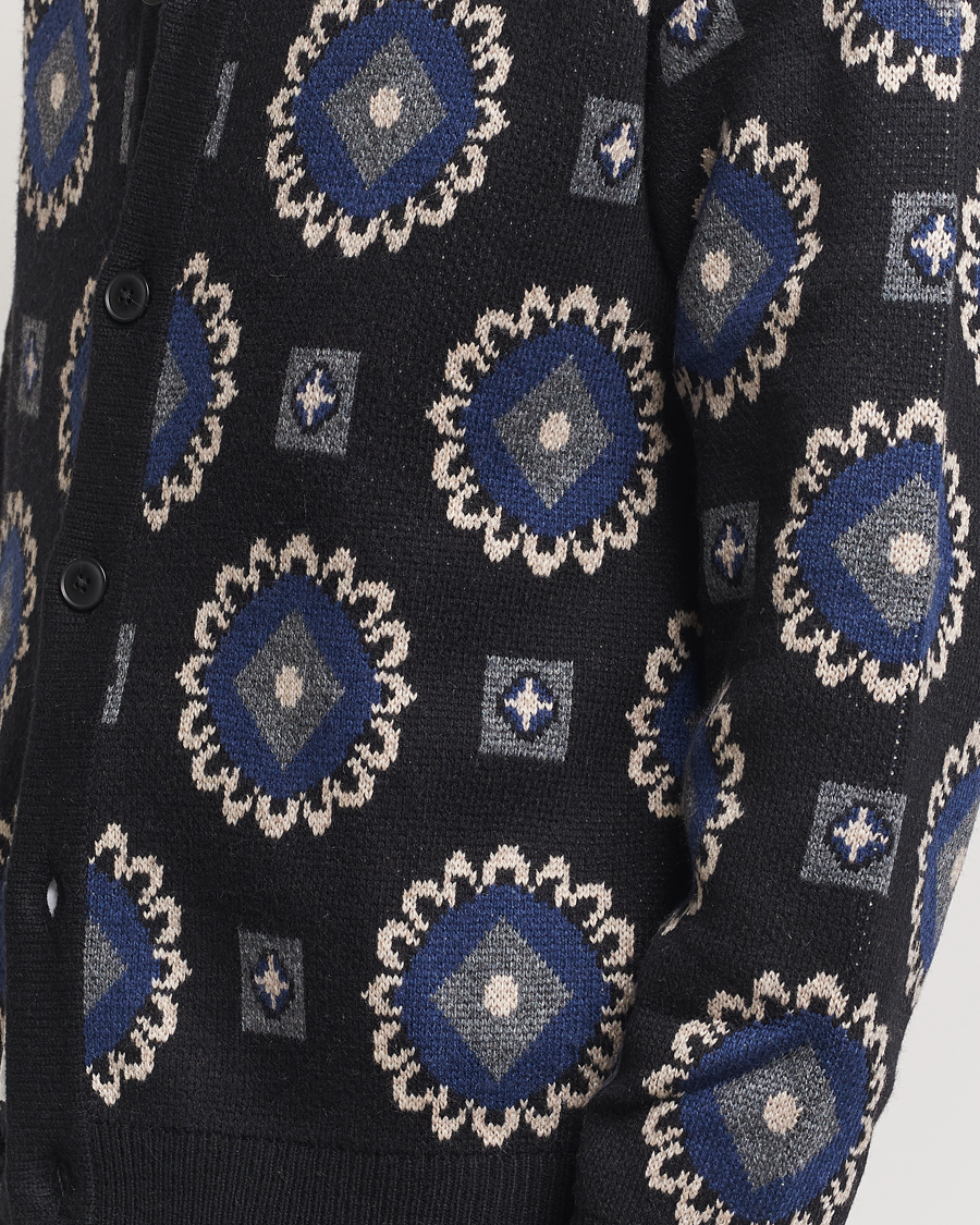 Herr | Tröjor | LES DEUX | Aro Paisley Cardigan Black/Blueprint