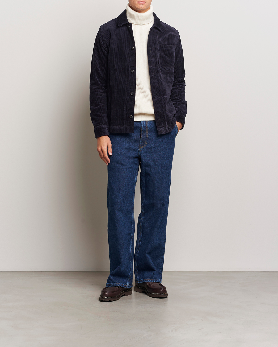 Herr | Skjortor | LES DEUX | Layton Corduroy Overshirt Dark Navy