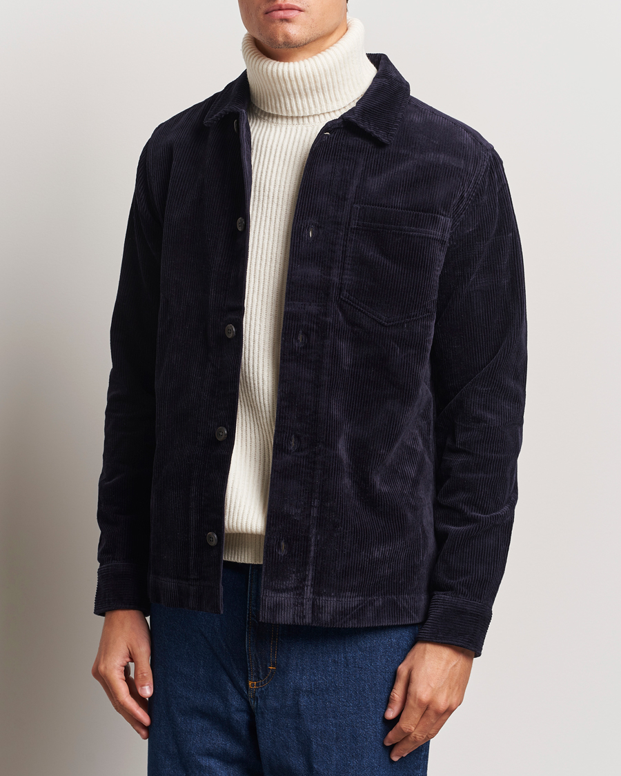 Herr | Skjortor | LES DEUX | Layton Corduroy Overshirt Dark Navy
