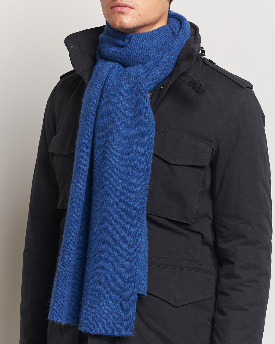 Herr | Halsdukar | Le Bonnet | Lambswool/Caregora Scarf Marin