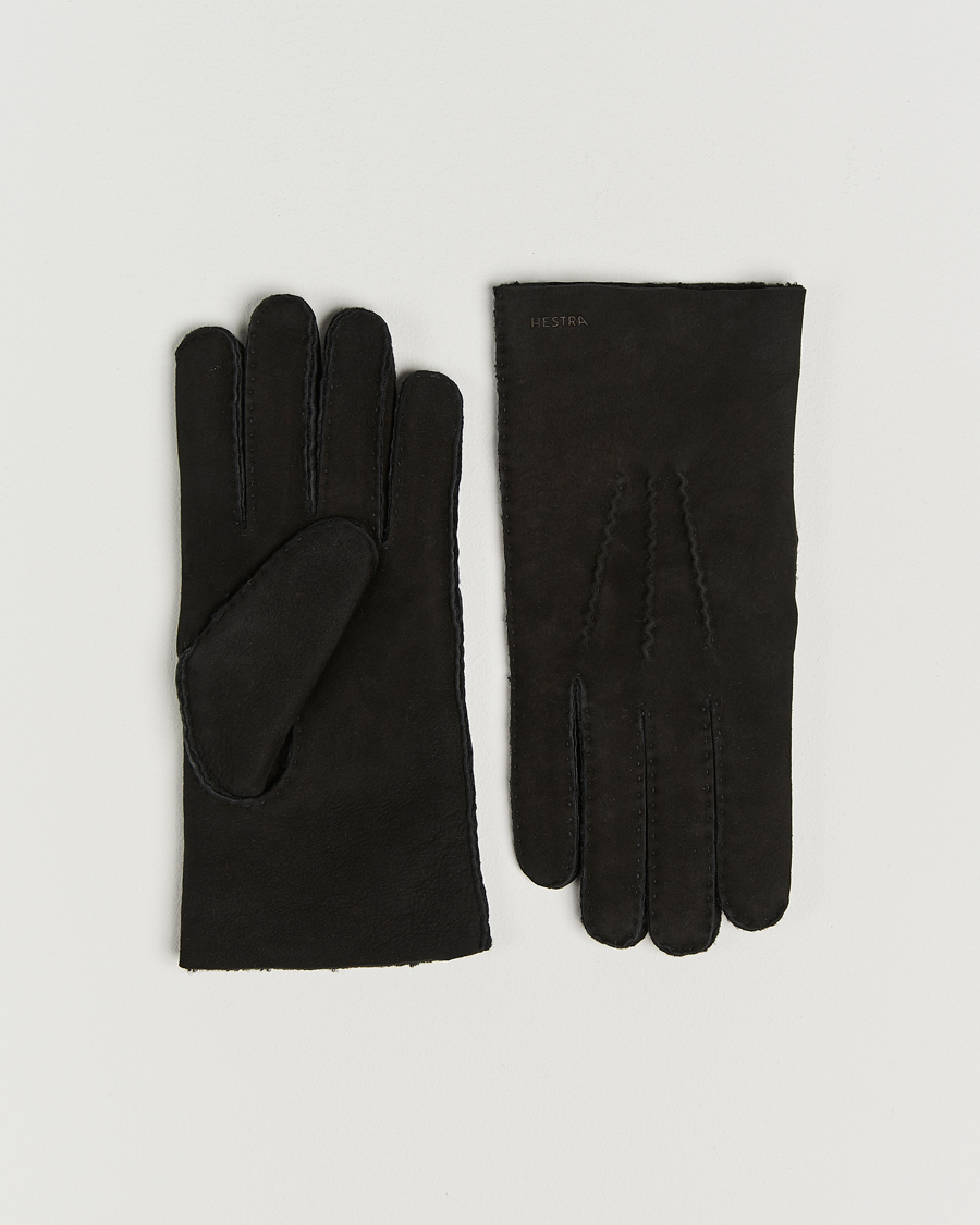 Herr | Handskar | Hestra | Bernard Lambskin Suede Glove Black