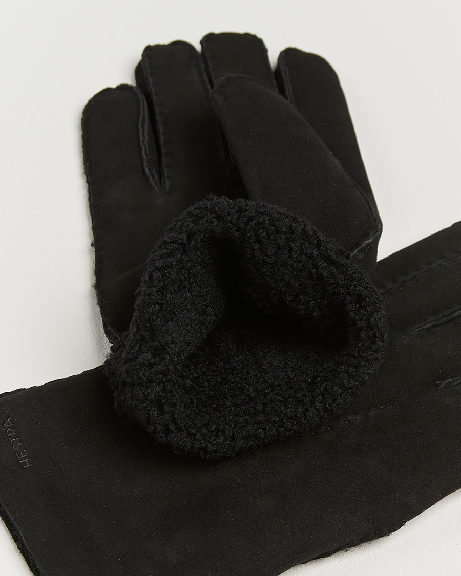 Herr | Handskar | Hestra | Bernard Lambskin Suede Glove Black