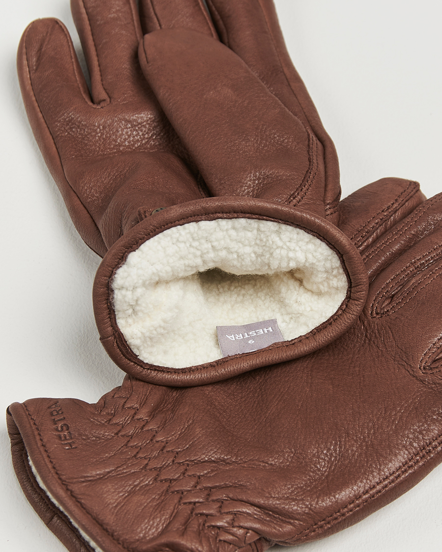 Herr | Handskar | Hestra | Burensvik Deerskin Wool Pile Glove Chocolate