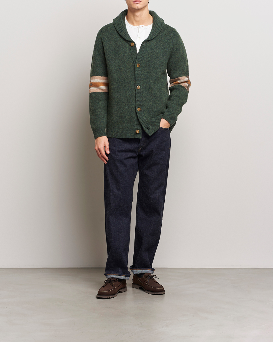 Herr | Tröjor | Pendleton | Nehalem Lambswool Cardigan Forest Green