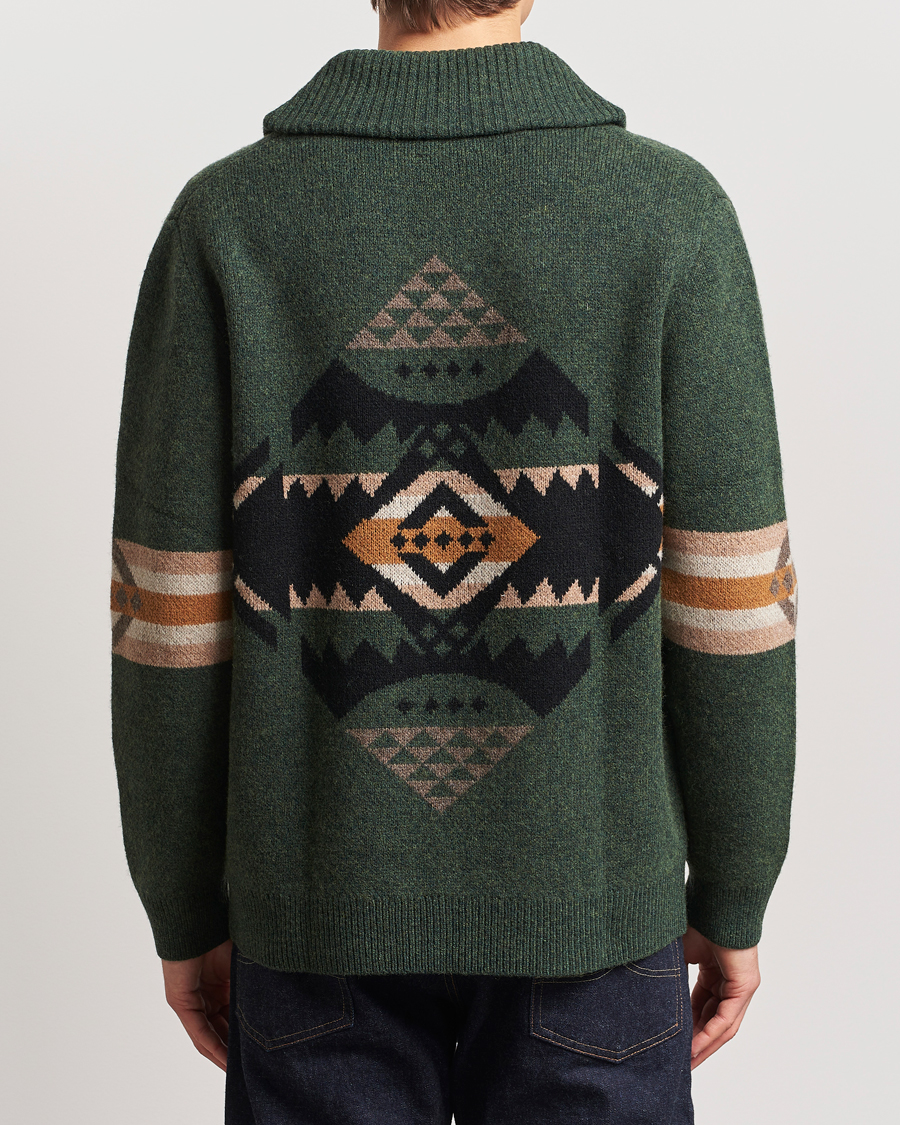 Herr | Tröjor | Pendleton | Nehalem Lambswool Cardigan Forest Green