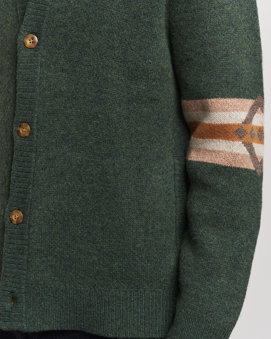 Herr | Tröjor | Pendleton | Nehalem Lambswool Cardigan Forest Green