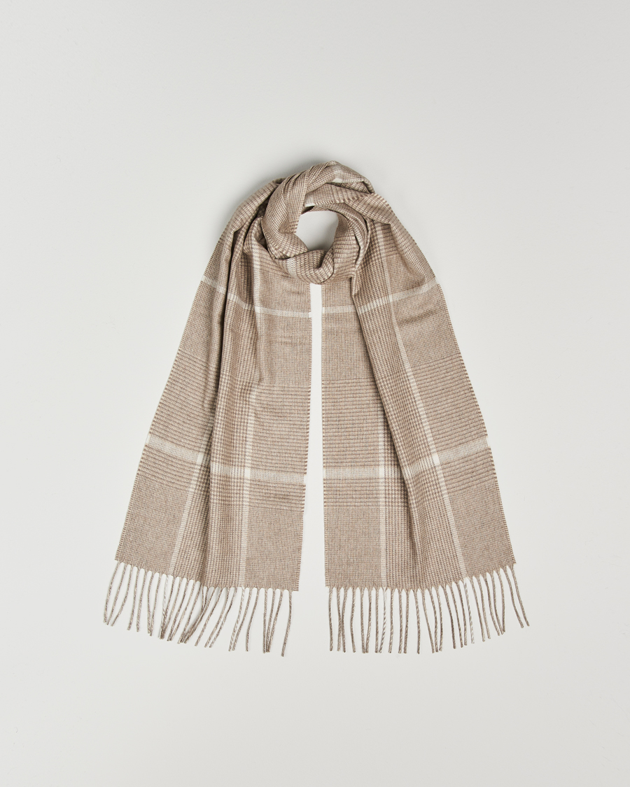 Herr | Piacenza Cashmere Cashmere/Silk Overcheck Scarf Beige | Piacenza Cashmere | Cashmere/Silk Overcheck Scarf Beige