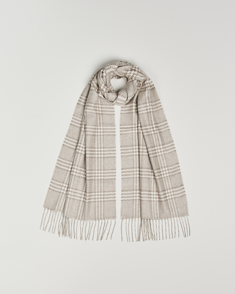 Herr | Piacenza Cashmere Cashmere/Silk Houndstooth Scarf Light Beige | Piacenza Cashmere | Cashmere/Silk Houndstooth Scarf Light Beige