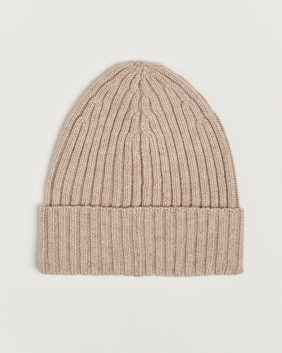 Herr | Piacenza Cashmere Ribbed Cashmere Beanie Light Beige | Piacenza Cashmere | Ribbed Cashmere Beanie Light Beige