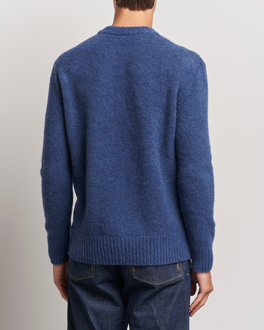 Herr | Tröjor | Piacenza Cashmere | Brushed Wool Crew Neck Blue Melange