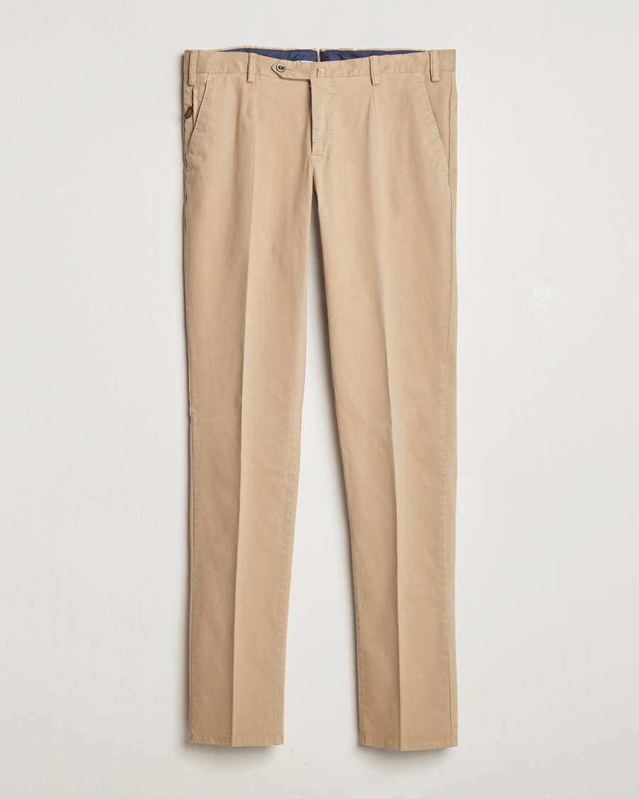 Herr | Byxor | PT01 | Slim Fit Pleated Cotton Trousers Beige