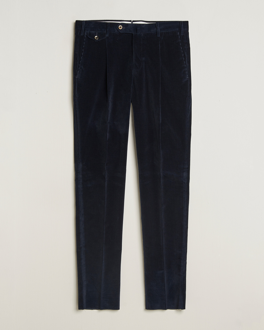 Herr | Byxor | PT01 | Slim Fit Corduroy Trousers Navy