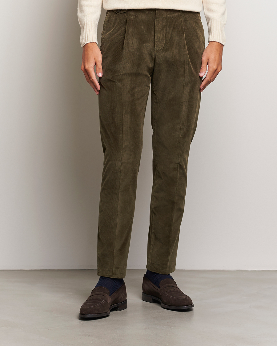 Herr | Byxor | PT01 | Slim Fit Corduroy Trousers Dark Green