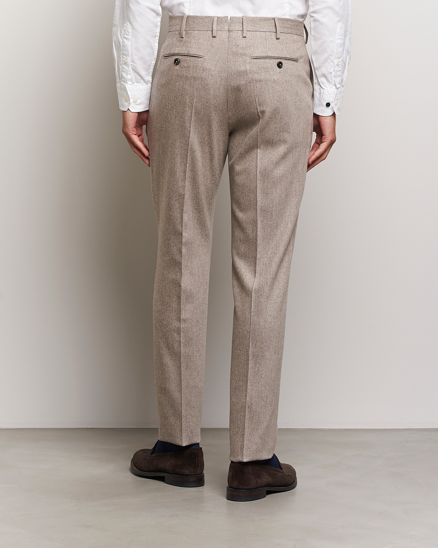 Herr | Byxor | PT01 | Slim Fit Pleated Wool/Cashmere Trousers Beige
