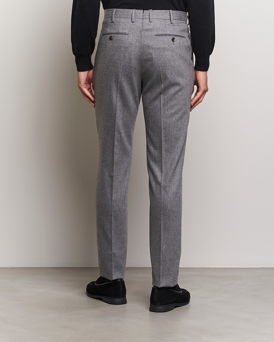 Herr | Byxor | PT01 | Slim Fit Pleated Wool/Cashmere Trousers Grey Melange