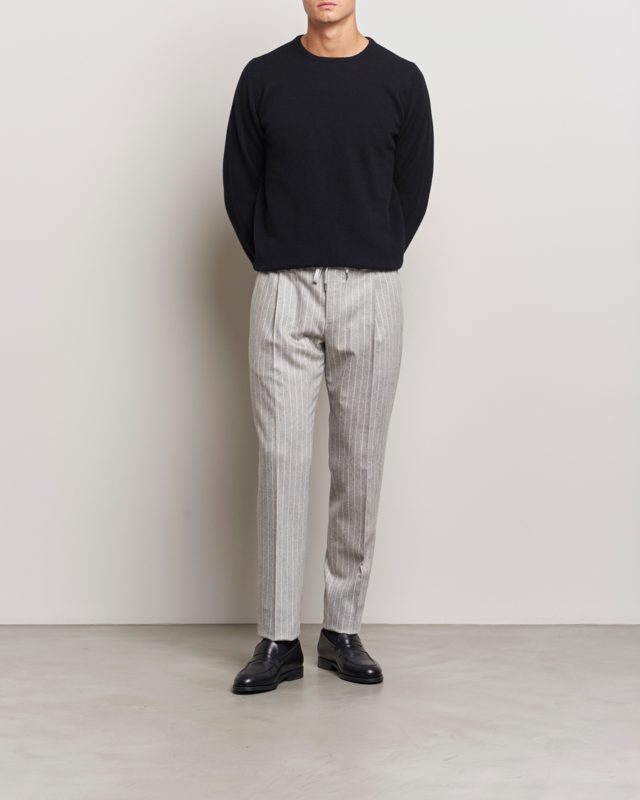Herr | Byxor | PT01 | Slim Fit Wool/Cashmere Drawstring Trousers Light Grey