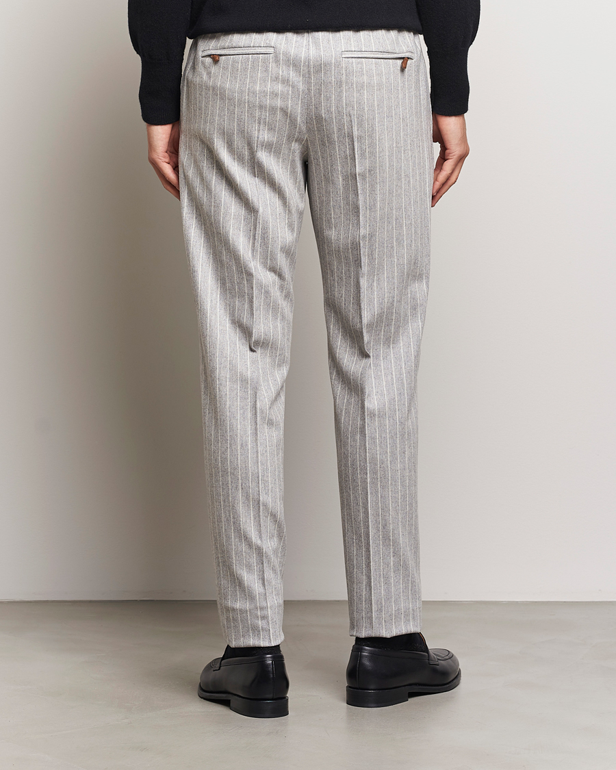 Herr | Byxor | PT01 | Slim Fit Wool/Cashmere Drawstring Trousers Light Grey