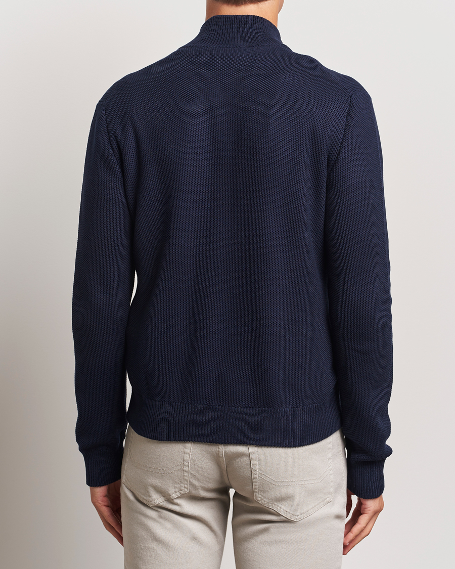 Herr | Tröjor | Ralph Lauren Purple Label | Cotton/Silk Full Zip Sweater Navy