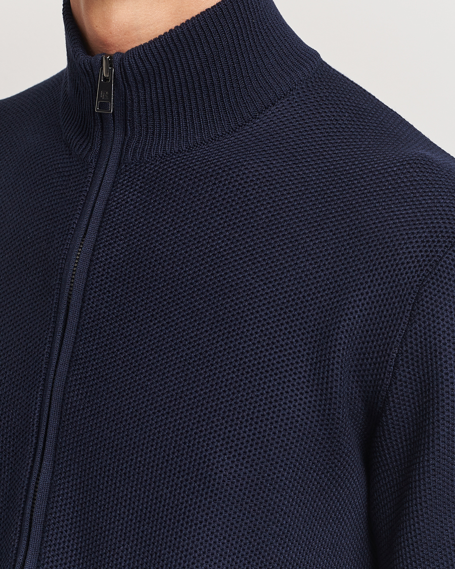 Herr | Tröjor | Ralph Lauren Purple Label | Cotton/Silk Full Zip Sweater Navy