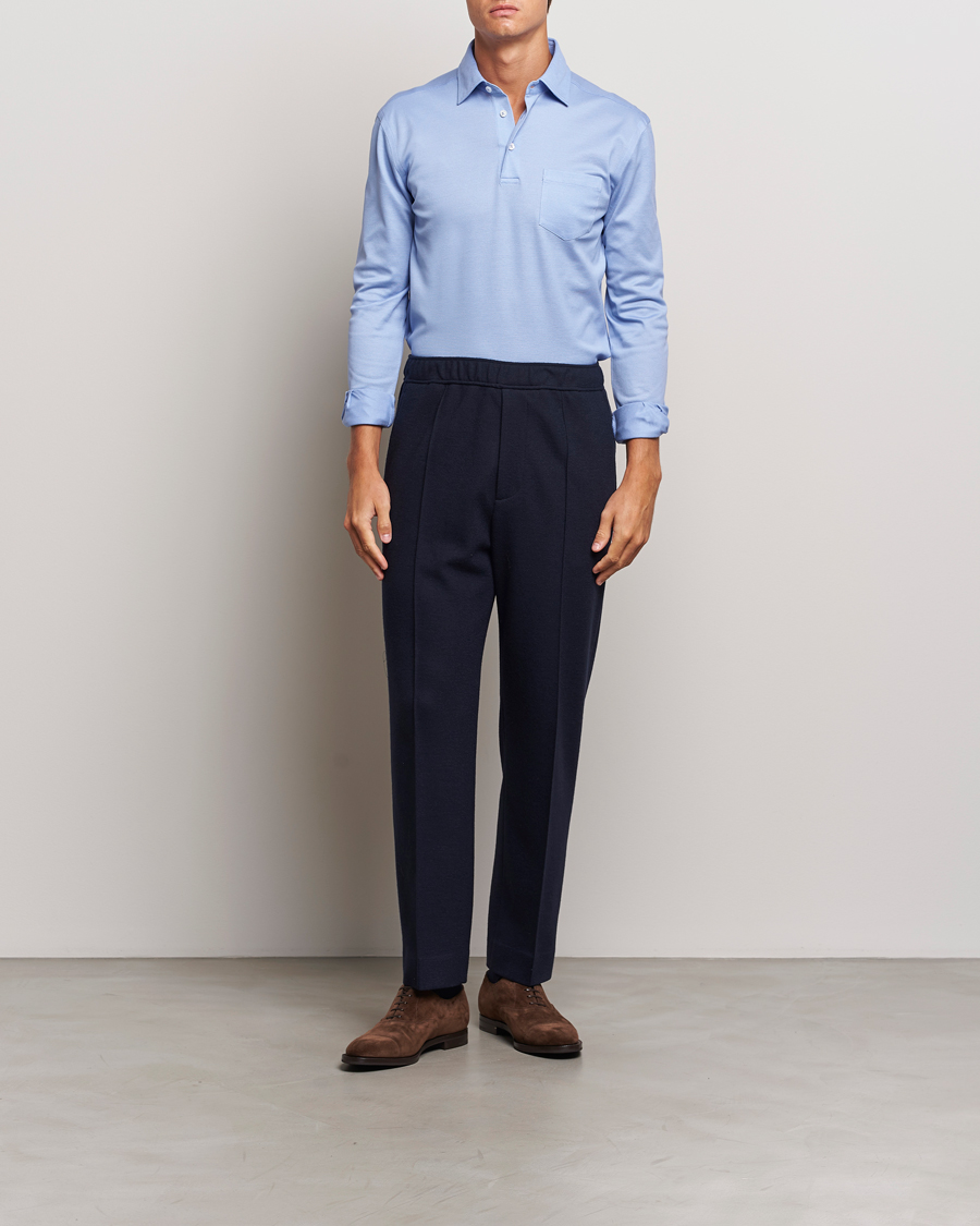 Herr | Tröjor | Ralph Lauren Purple Label | Long Sleeve Polo Light Blue