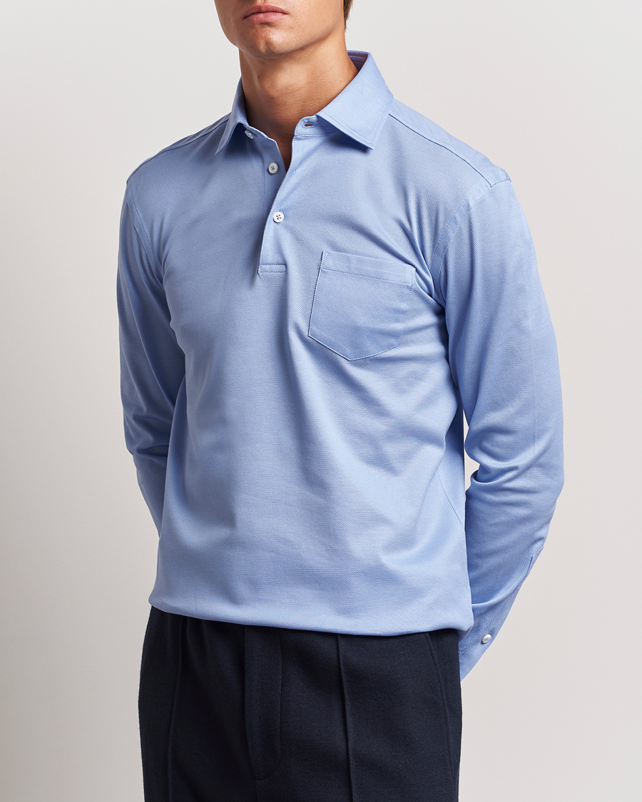 Herr | Tröjor | Ralph Lauren Purple Label | Long Sleeve Polo Light Blue