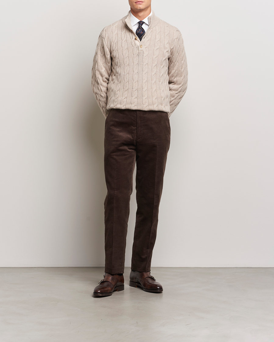 Herr | Byxor | Ralph Lauren Purple Label | Wale Corduroy Trousers Brown