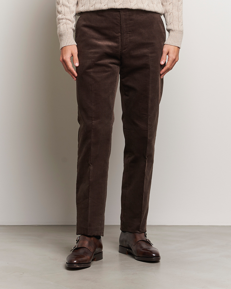 Herr | Byxor | Ralph Lauren Purple Label | Wale Corduroy Trousers Brown
