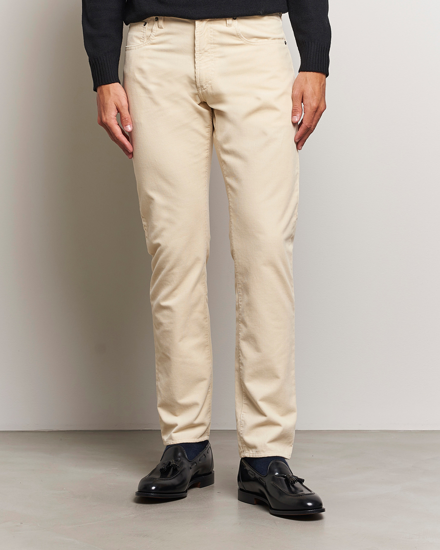 Herr | Byxor | Ralph Lauren Purple Label | Slim Fit 5-Pocket Corduroy Pants Cream